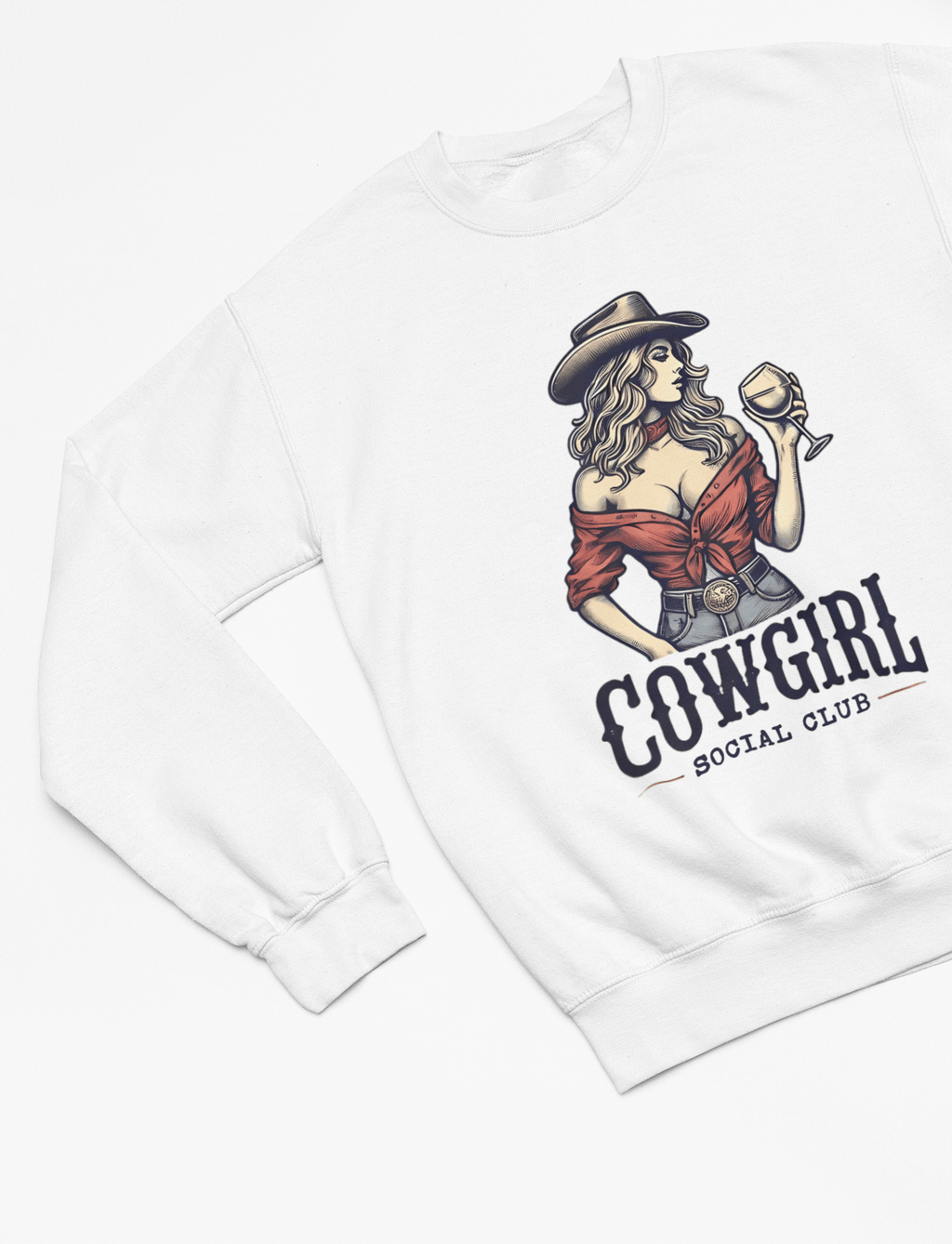 My Store Cowgirl T-Shirt Large / White / Sweatshirt Cowgirl - Social Club T-Shirt/Sweatshirt
