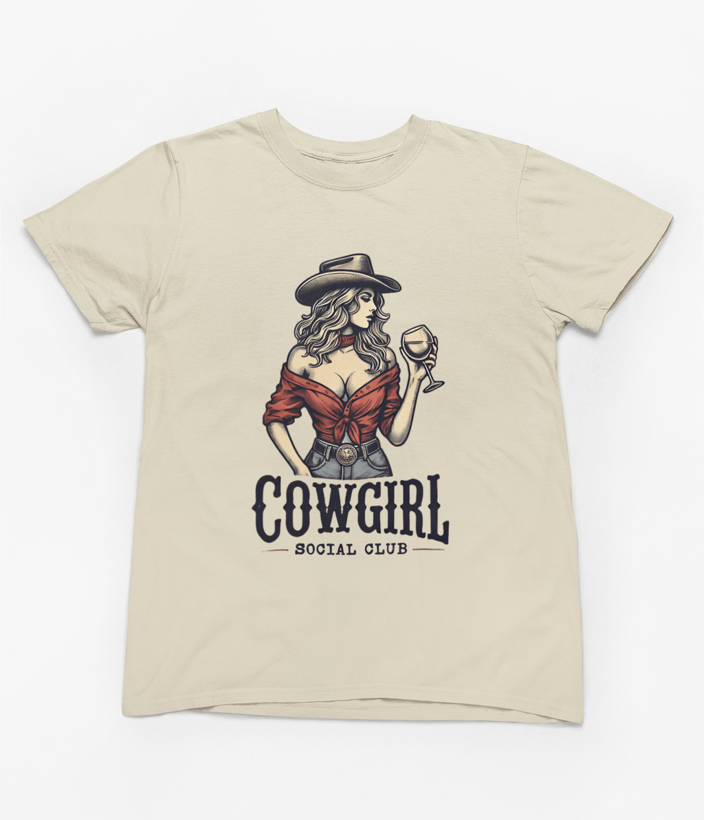 My Store Cowgirl T-Shirt Small / Beige / T-Shirt Cowgirl - Social Club T-Shirt/Sweatshirt
