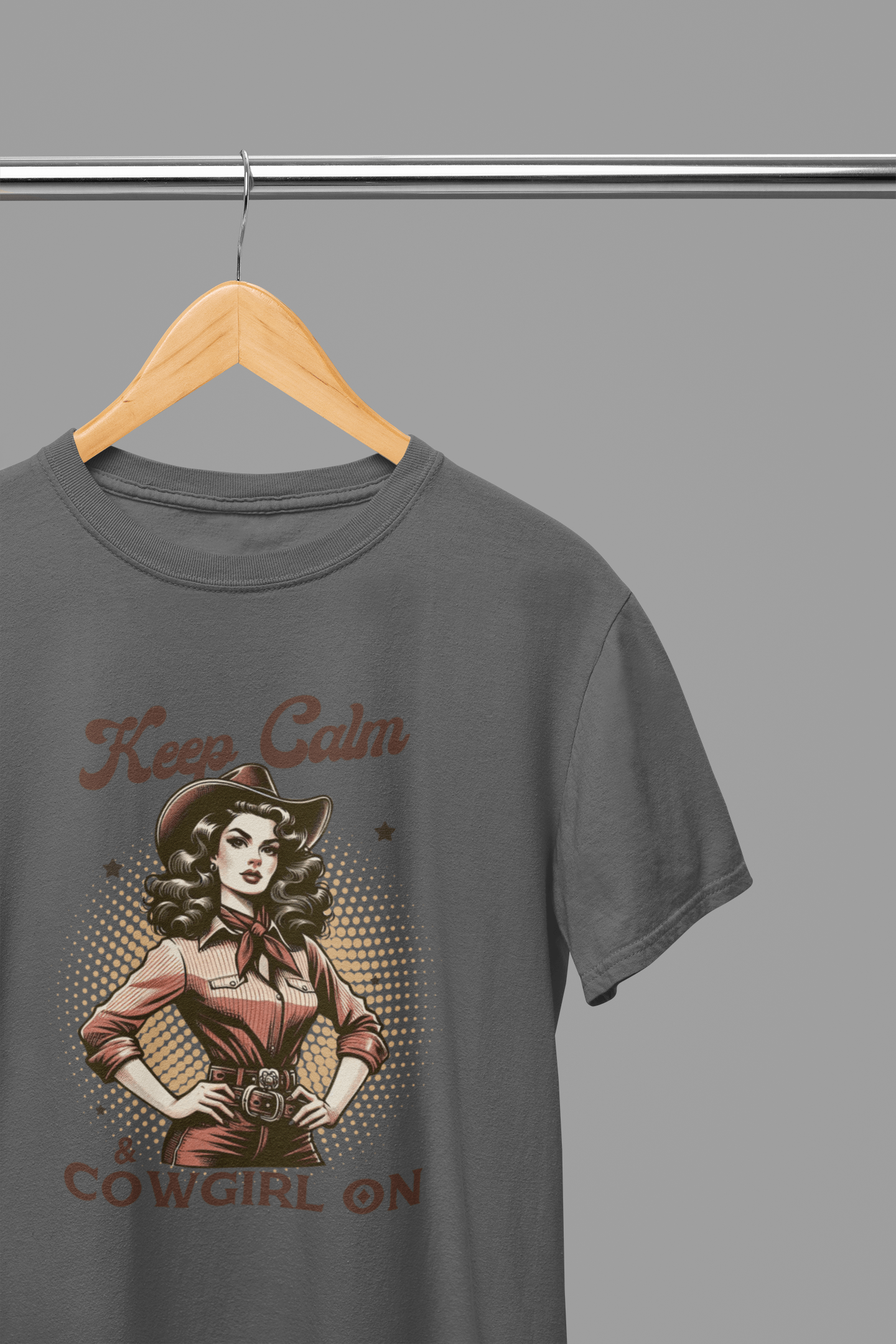 My Store Cowgirl T-Shirt T-Shirt / Small / Gray Keep Calm & Cowgirl On T-Shirt/Sweatshirt