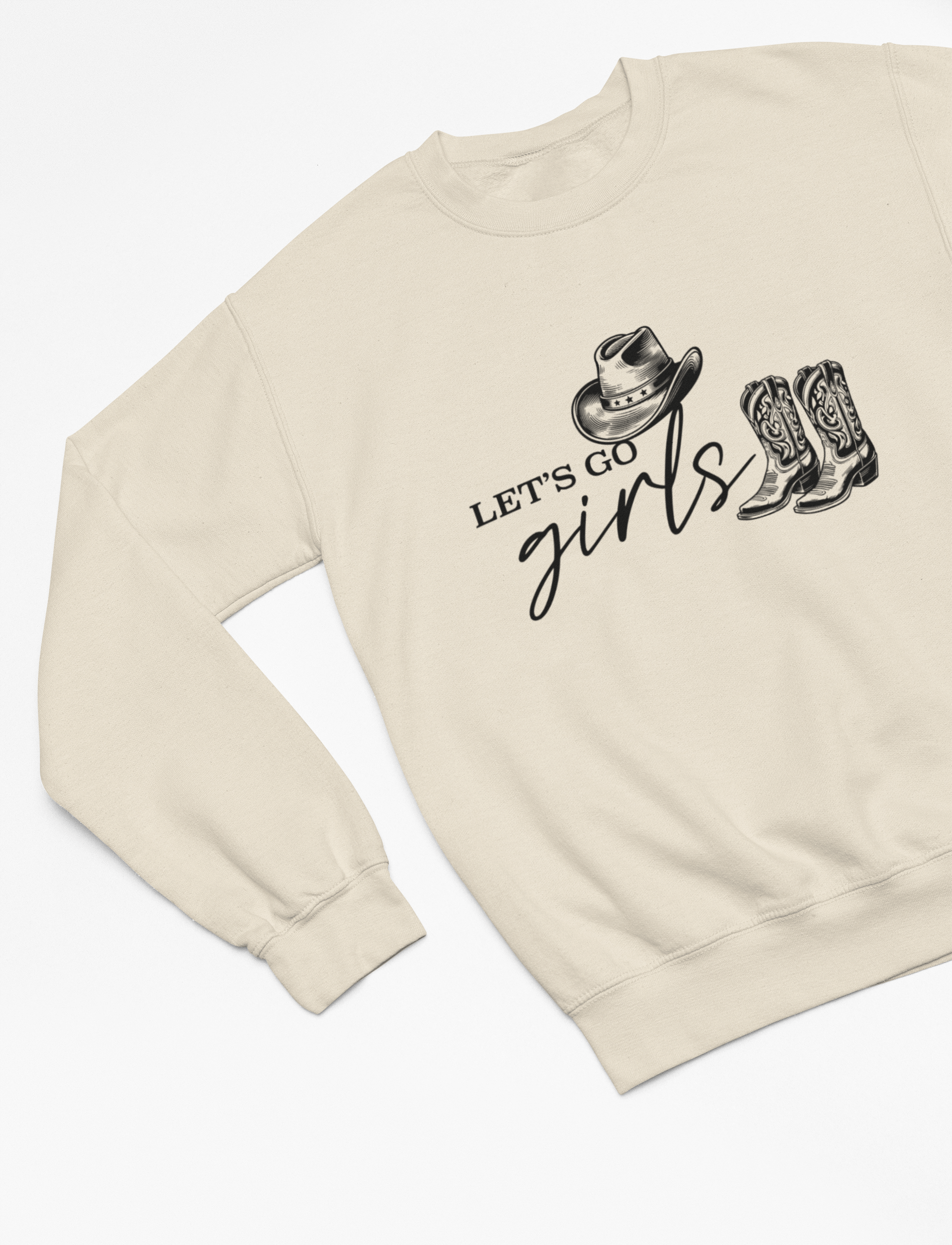 My Store Cowgirl T-Shirt Sweatshirt / Small / Beige Let's Go Girls T-Shirt/Sweatshirt