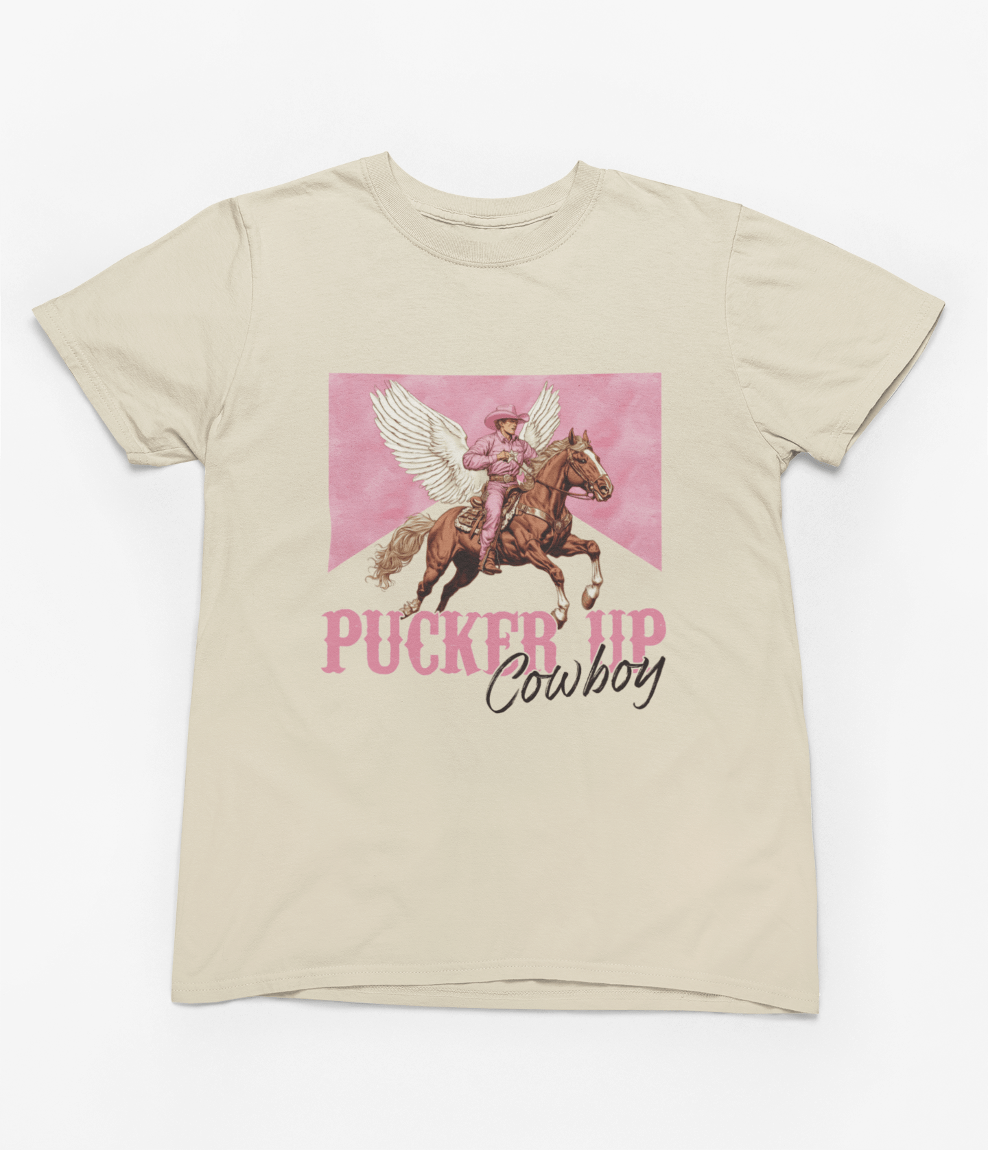 My Store Cowgirl T-Shirt T-Shirt / Small / Beige Pucker Up Cowboy T-Shirt/Sweatshirt