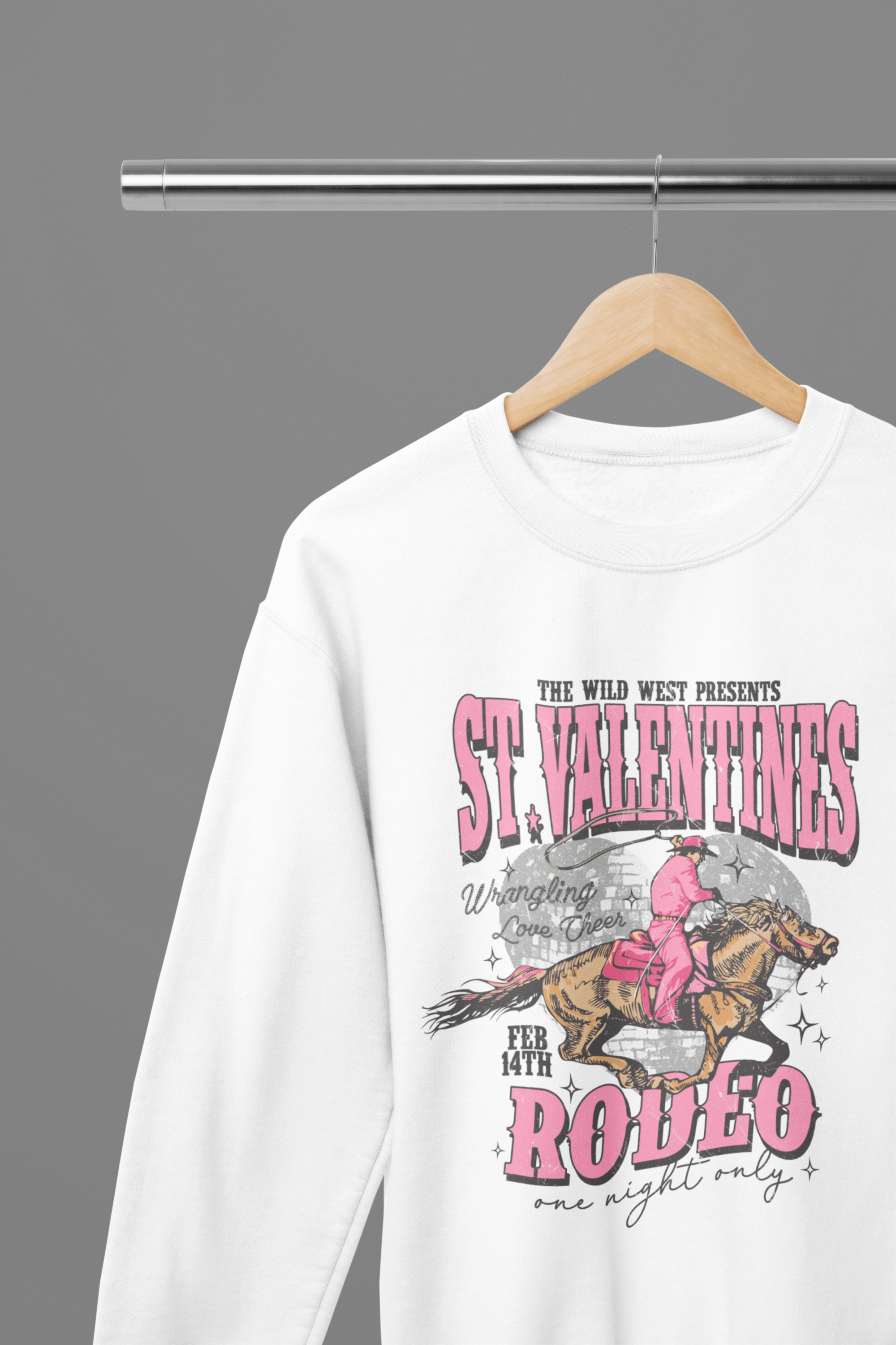 My Store Cowgirl T-Shirt Sweatshirt / Small / White St Valentines Rodeo T-Shirt/Sweatshirt