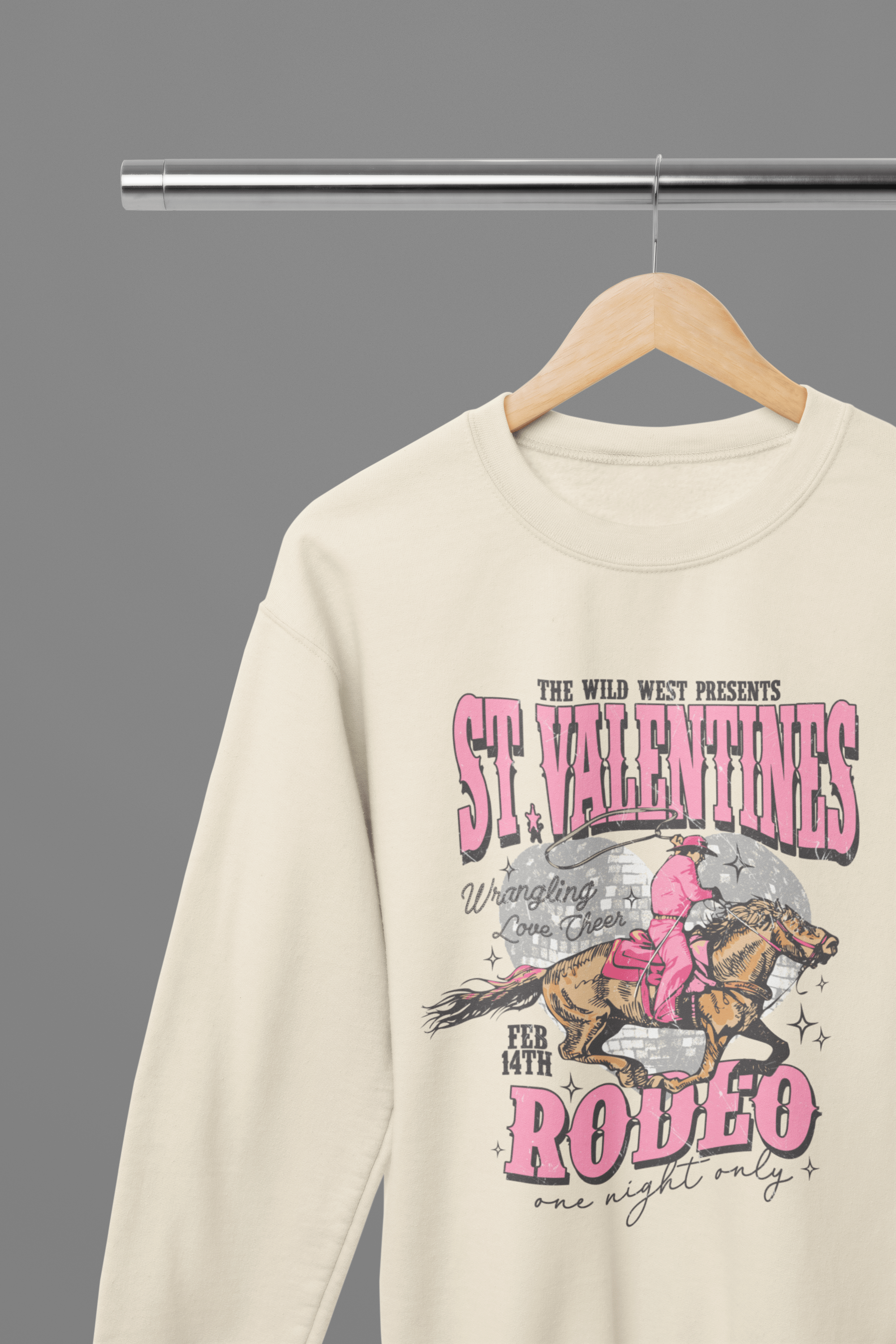 My Store Cowgirl T-Shirt Sweatshirt / Small / Beige St Valentines Rodeo T-Shirt/Sweatshirt