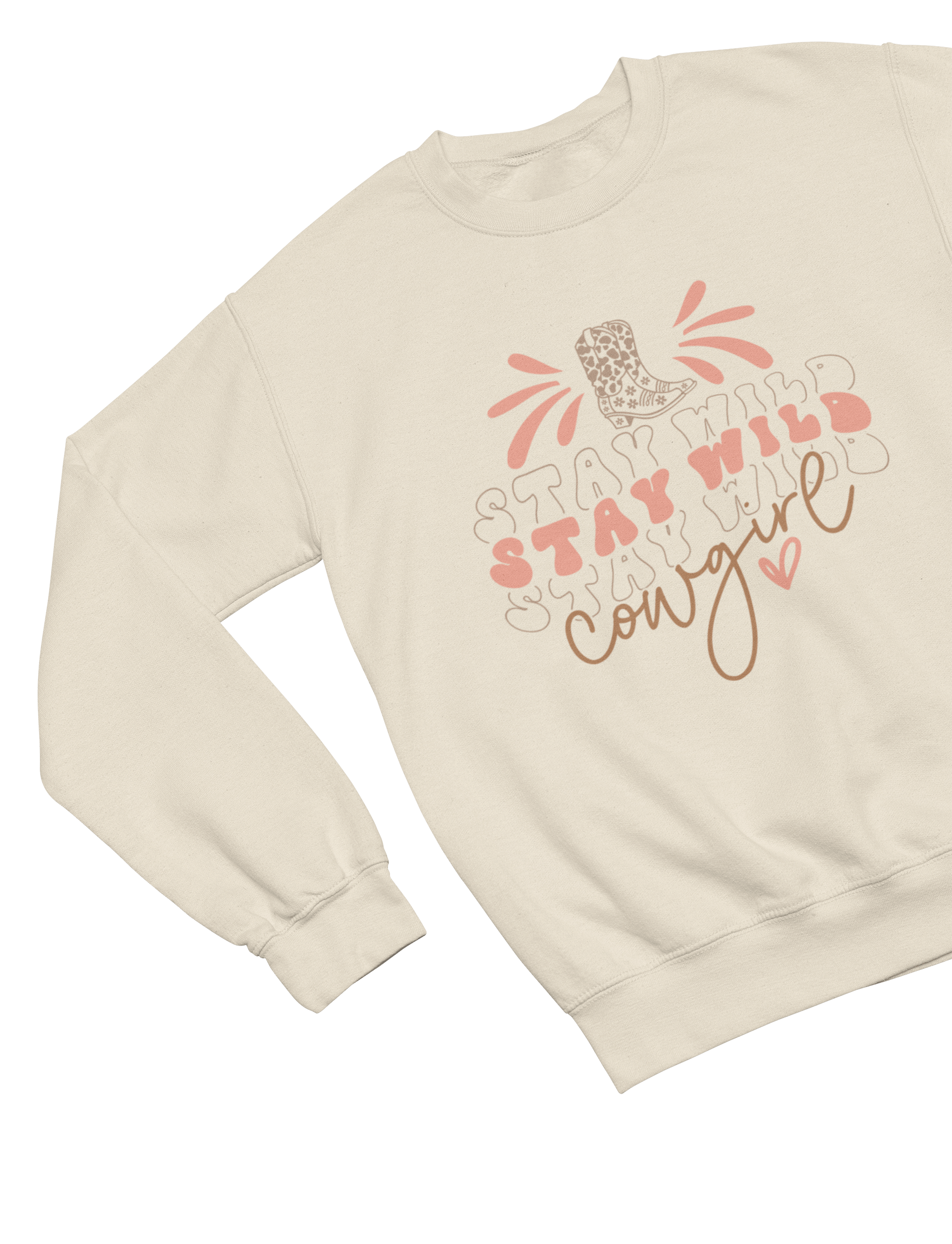 My Store Cowgirl T-Shirt Sweatshirt / Small / Beige Stay Wild Cowgirl Sweatshirt – Western Country Graphic Jumper