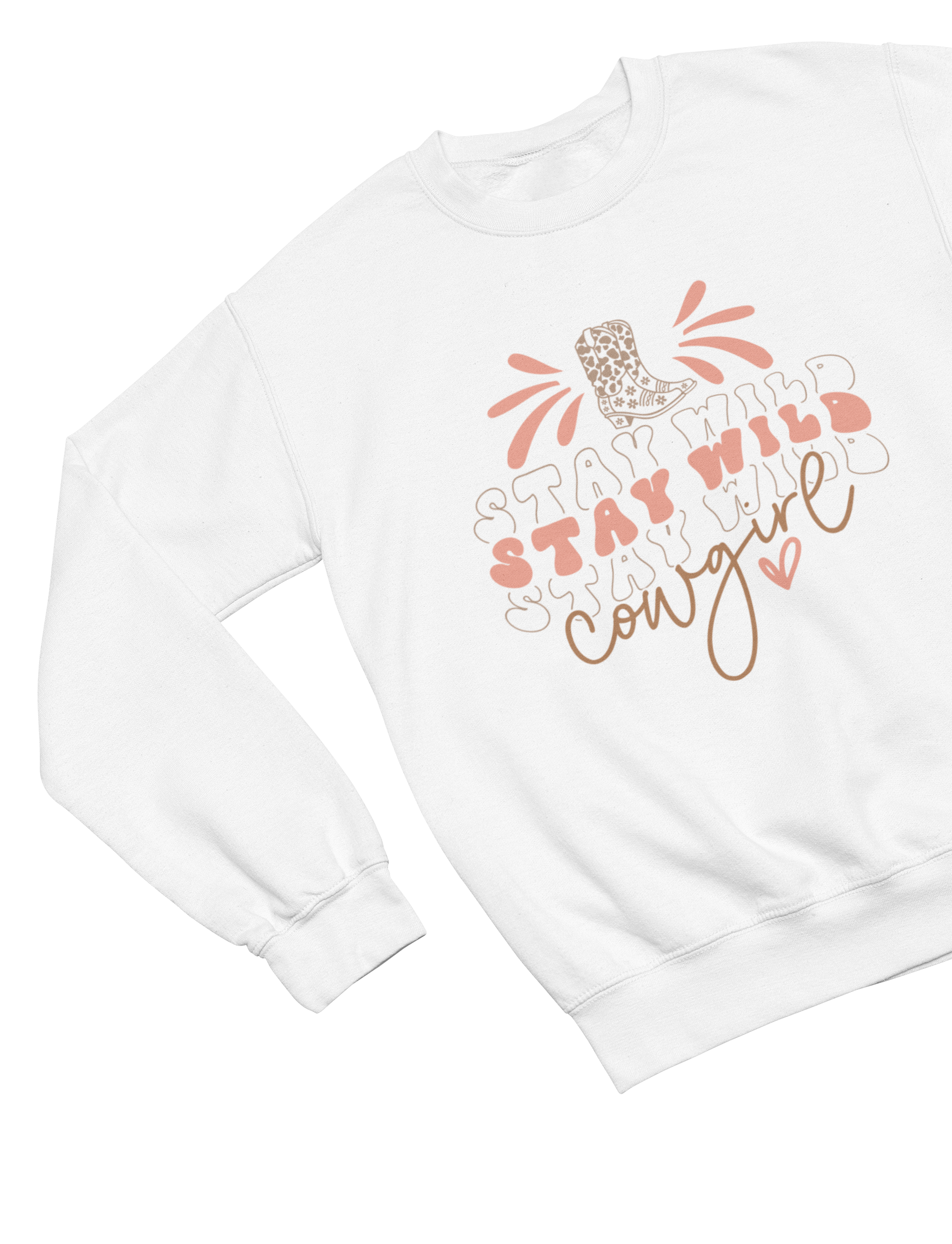 My Store Cowgirl T-Shirt Sweatshirt / Small / White Stay Wild Cowgirl Sweatshirt – Western Country Graphic Jumper