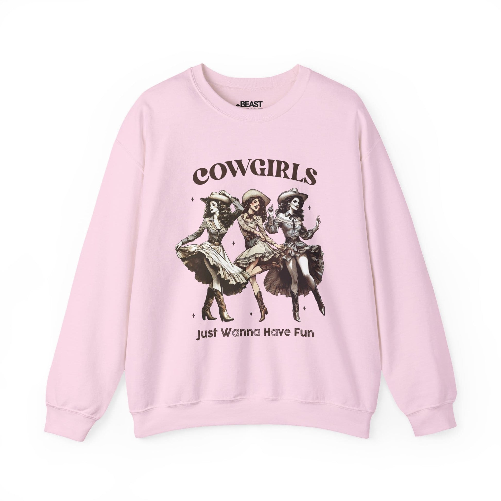 cowgirls just wanna have fun sweatshirt light pink sweatshirt uk cowgirl gift idea