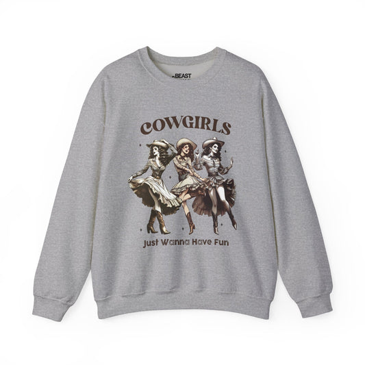 cowgirls just wanna have fun sweatshirt sport grey sweatshirt uk cowgirl gift idea