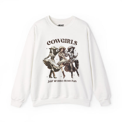 cowgirls just wanna have fun sweatshirt white sweatshirt uk cowgirl gift idea
