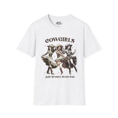 cowgirls just wanna have fun t-shirt white t-shirt uk cowgirl gift idea