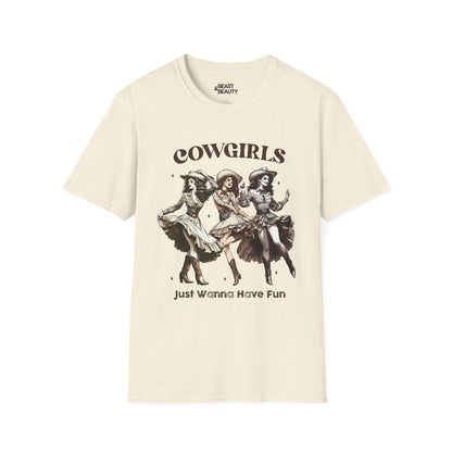 cowgirls just wanna have fun t-shirt natural t-shirt uk cowgirl gift idea