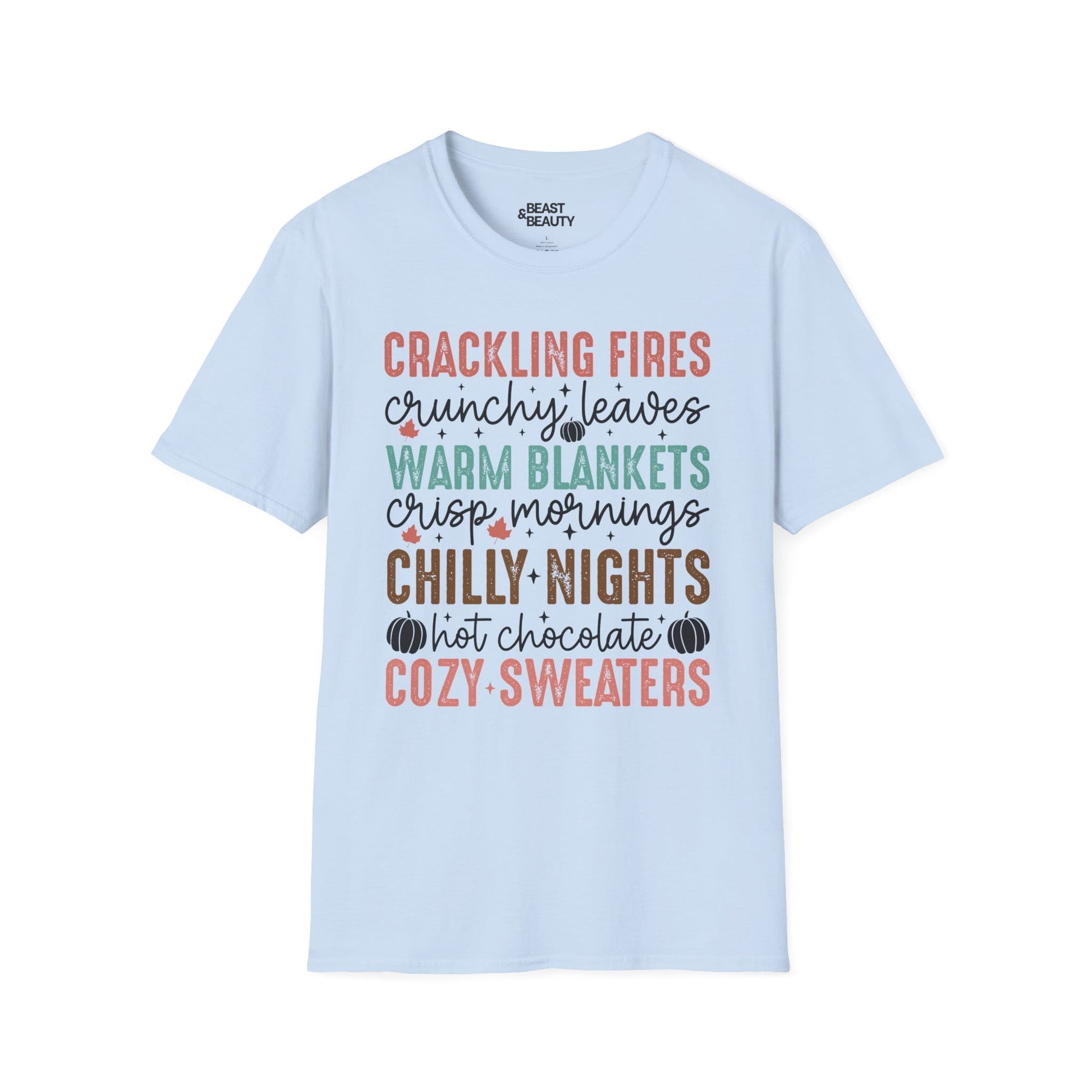 cozy fall vibes t-shirt light blue t-shirt uk gift gift idea