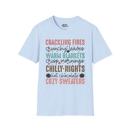 cozy fall vibes t-shirt light blue t-shirt uk gift gift idea