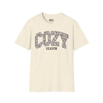 cozy season leopard print t-shirt natural t-shirt uk coquette gift idea