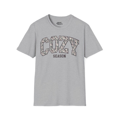 cozy season leopard print t-shirt sport grey t-shirt uk coquette gift idea