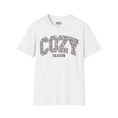 cozy season leopard print t-shirt white t-shirt uk coquette gift idea