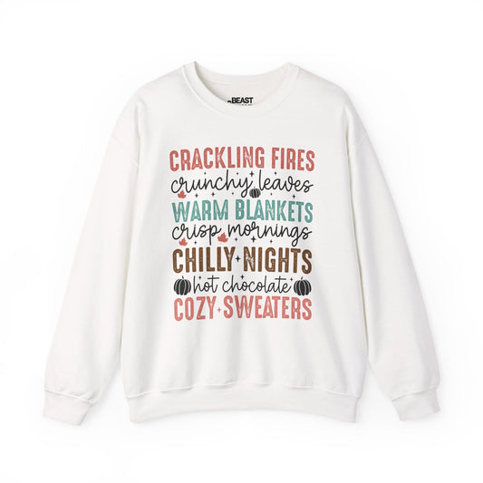 crackling fires crunchy leaves sweatshirt white sweatshirt uk gift gift idea