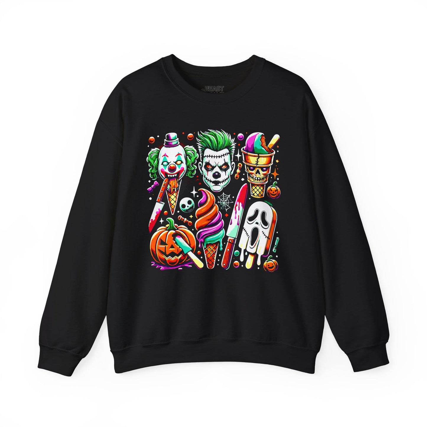 Creepy Halloween Ice Cream Horror Sweatshirt Black / S gift_idea unique_gift personalised_gift