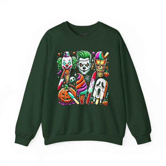 Creepy Halloween Ice Cream Horror Sweatshirt Forest Green / S gift_idea unique_gift personalised_gift