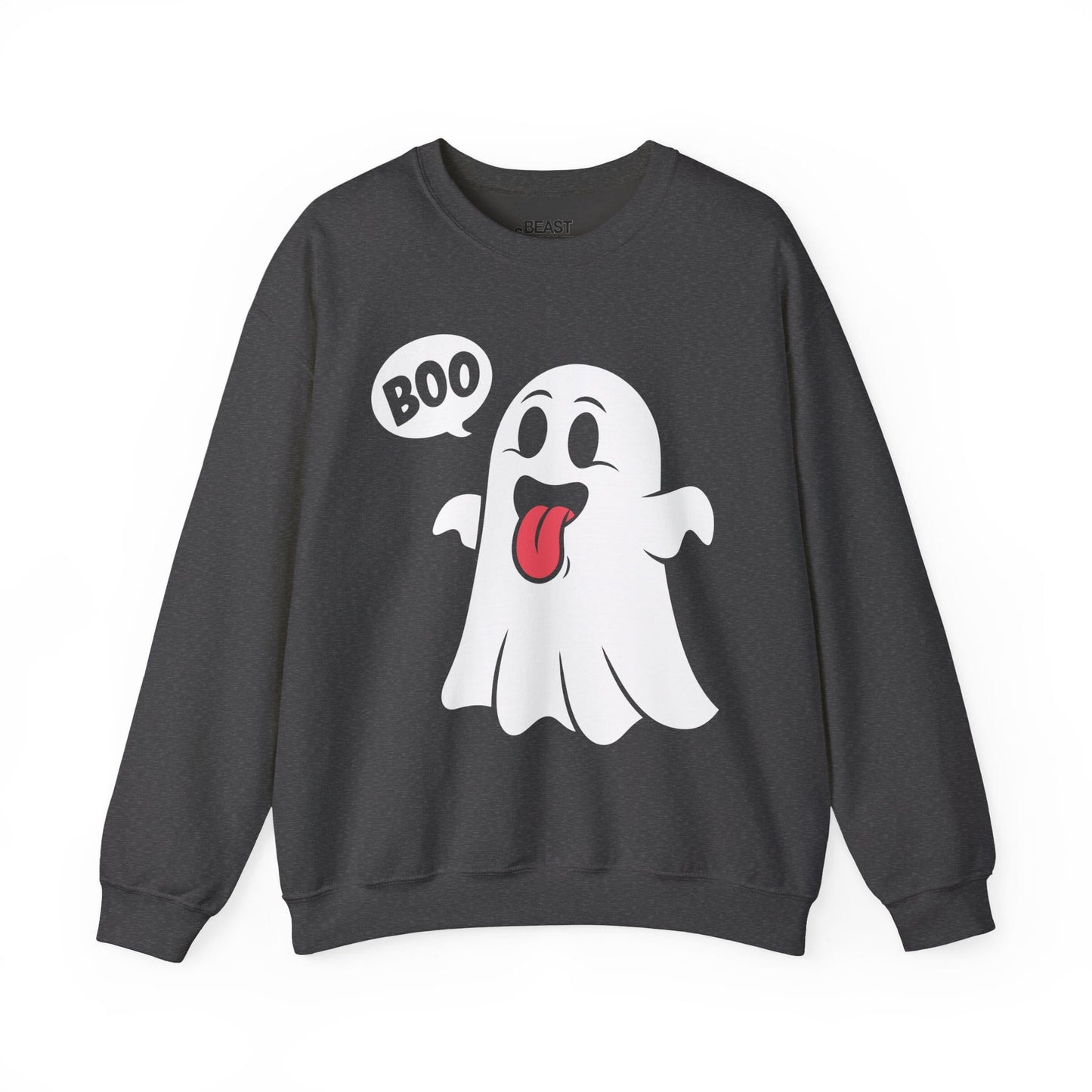 Cute Boo Ghost Halloween Sweatshirt Dark Heather / S gift_idea unique_gift personalised_gift