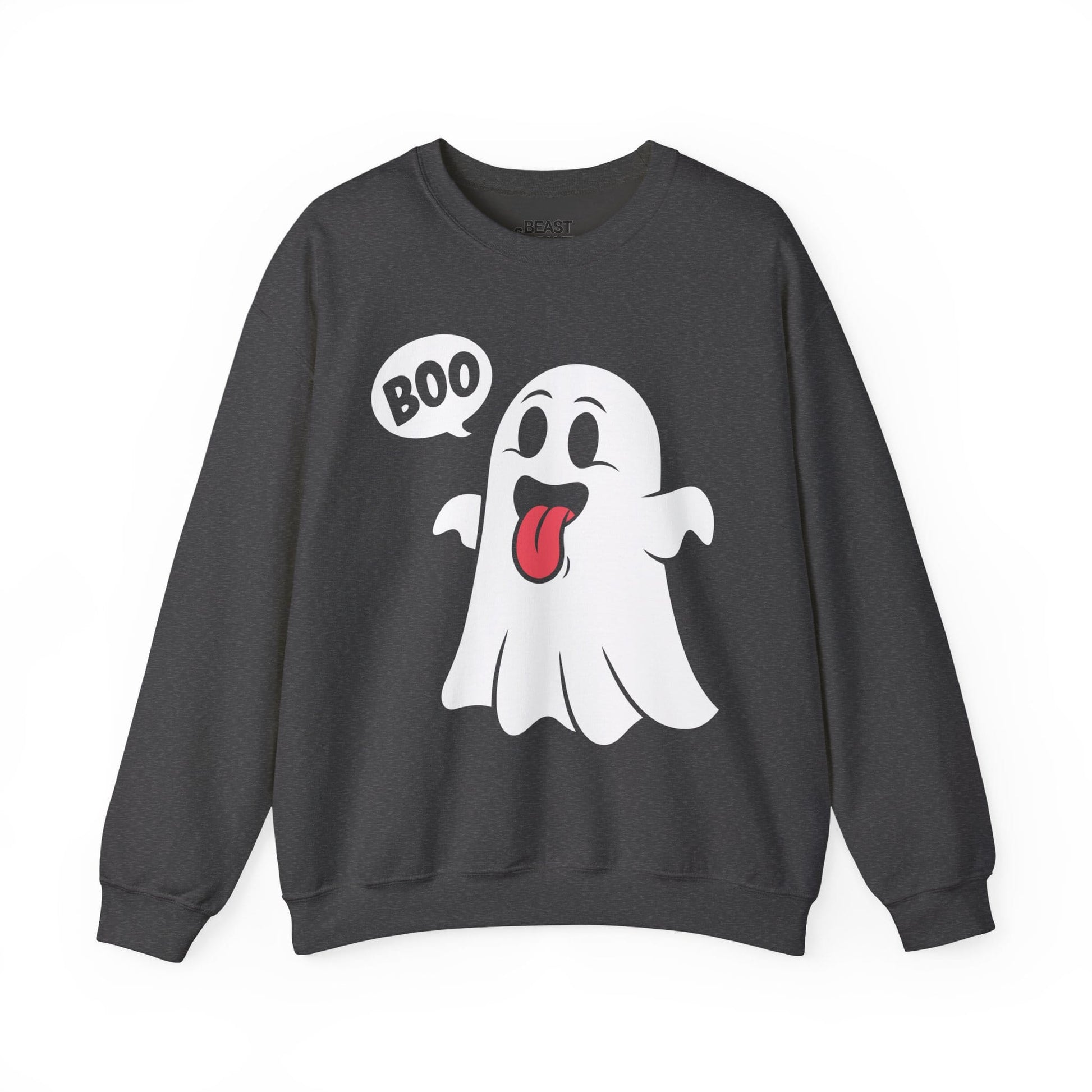 Cute Boo Ghost Halloween Sweatshirt Dark Heather / S gift_idea unique_gift personalised_gift