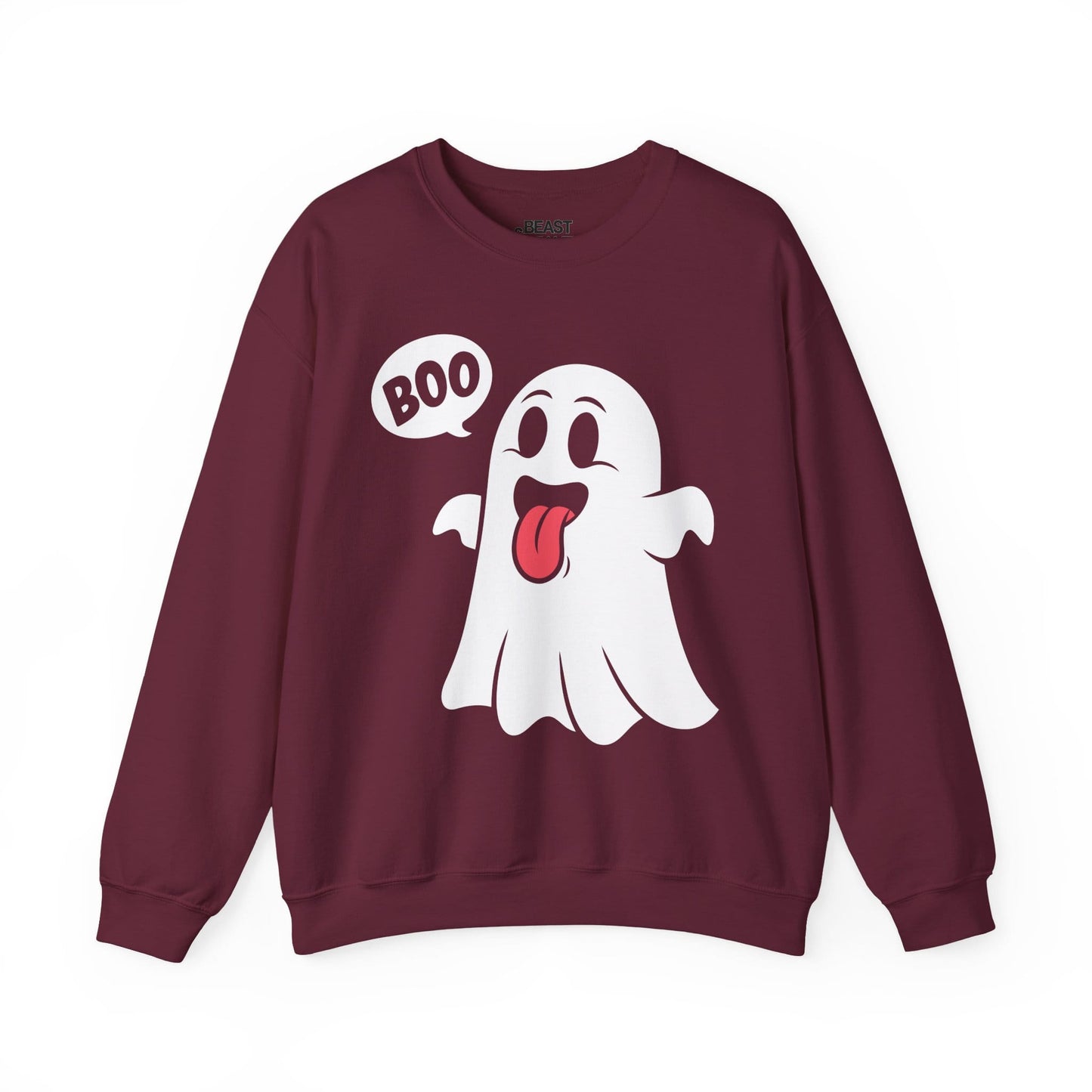 Cute Boo Ghost Halloween Sweatshirt Maroon / S gift_idea unique_gift personalised_gift