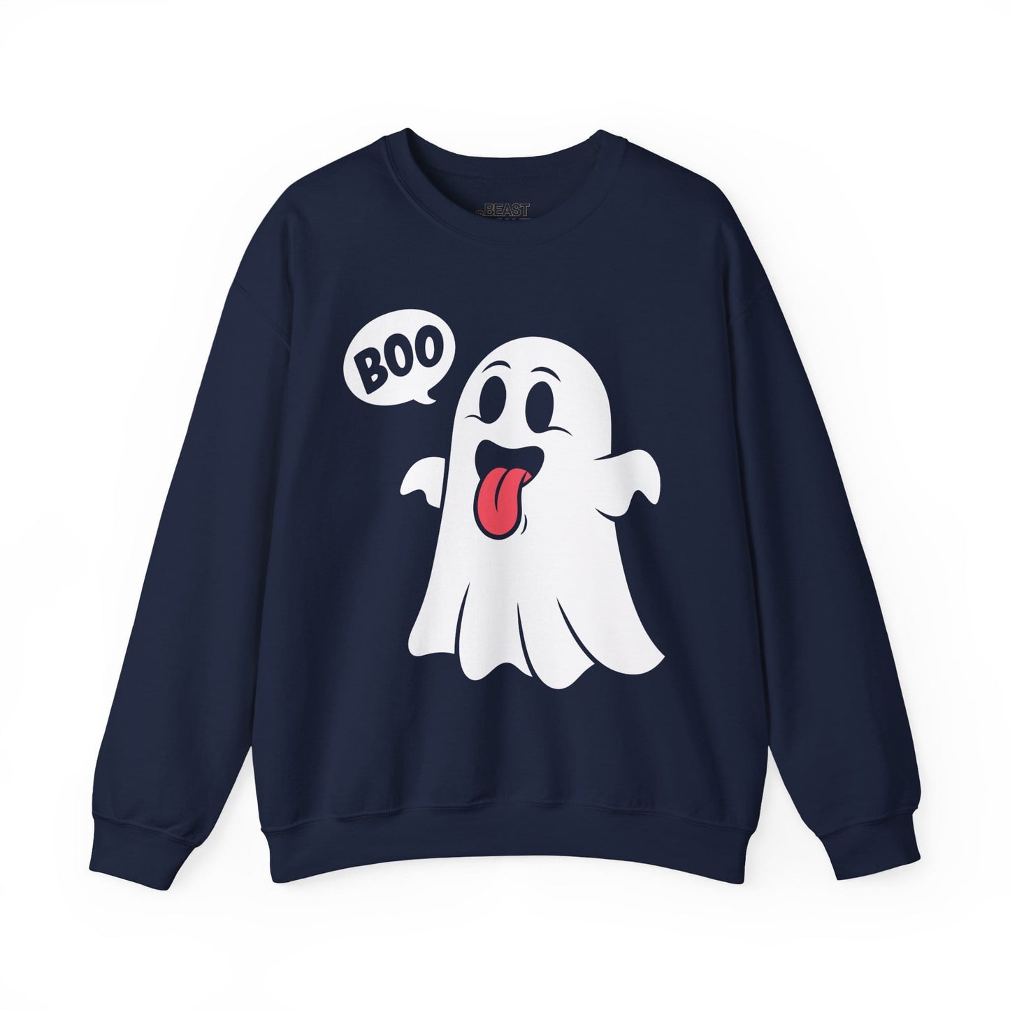 Cute Boo Ghost Halloween Sweatshirt Navy / S gift_idea unique_gift personalised_gift