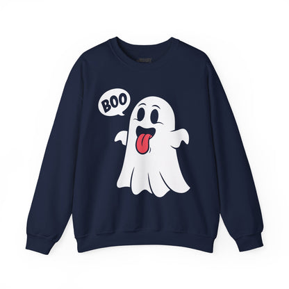 Cute Boo Ghost Halloween Sweatshirt Navy / S gift_idea unique_gift personalised_gift