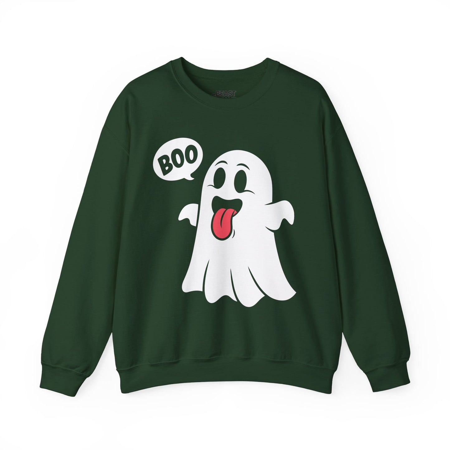 Cute Boo Ghost Halloween Sweatshirt Forest Green / S gift_idea unique_gift personalised_gift