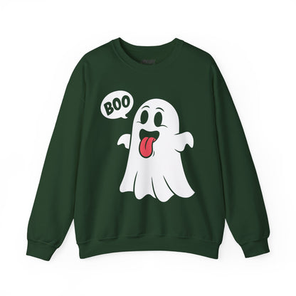 Cute Boo Ghost Halloween Sweatshirt Forest Green / S gift_idea unique_gift personalised_gift