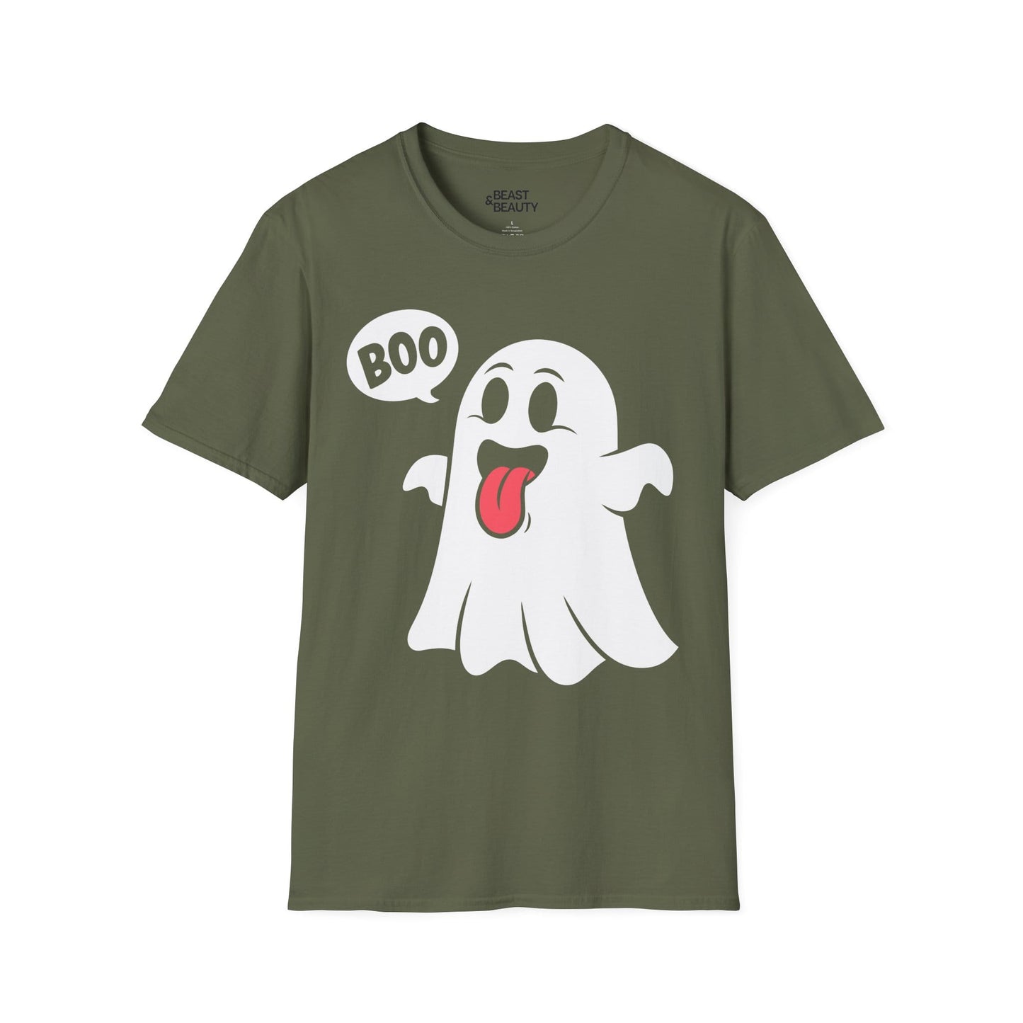 Cute Boo Ghost Halloween T-Shirt Military Green / S gift_idea unique_gift personalised_gift