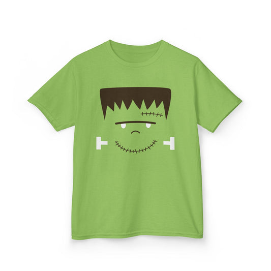 Cute Frankenstein Face Halloween Kids T-Shirt Lime / XS gift_idea unique_gift personalised_gift