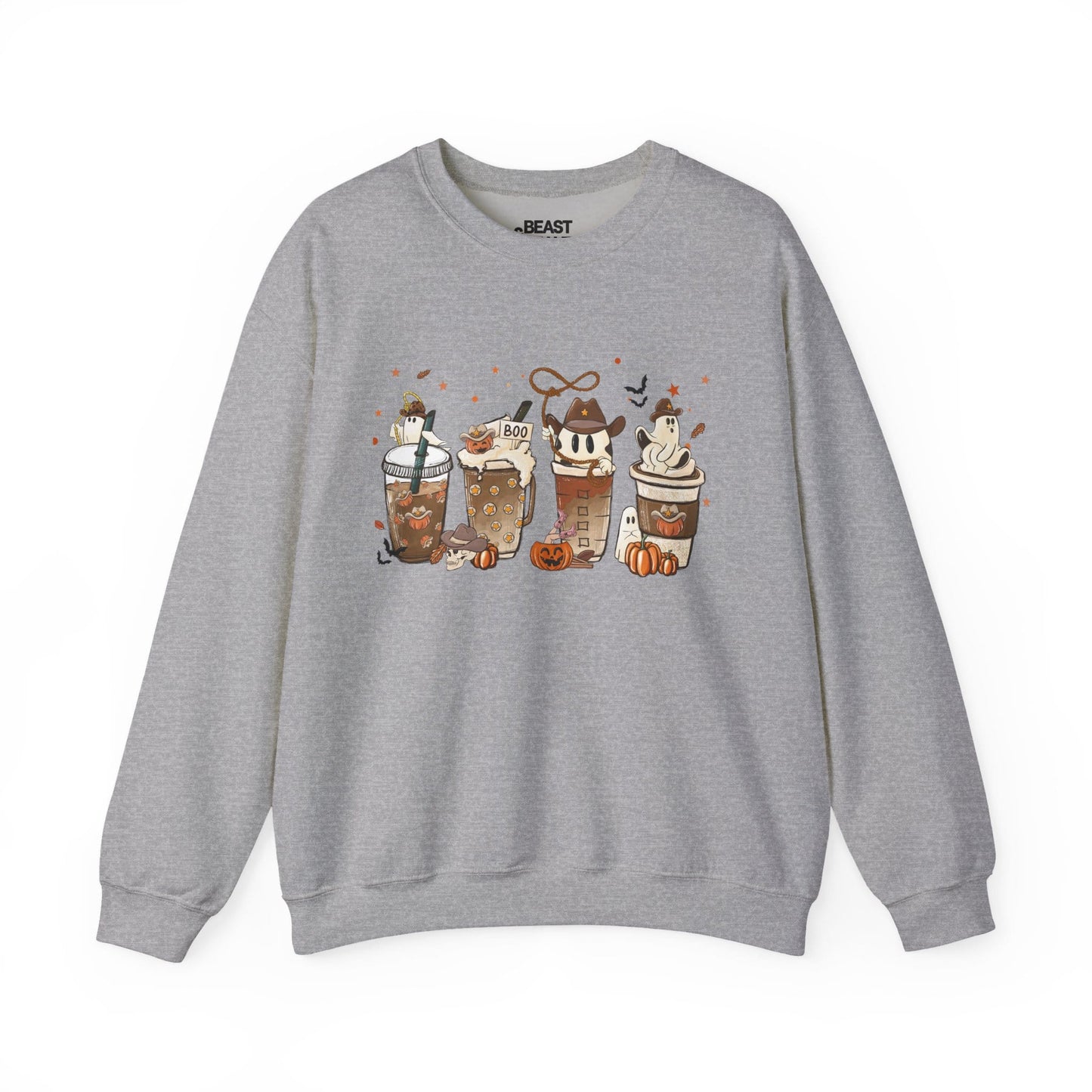 Cute Halloween Coffee Ghost Sweatshirt Sport Grey / S gift_idea unique_gift personalised_gift