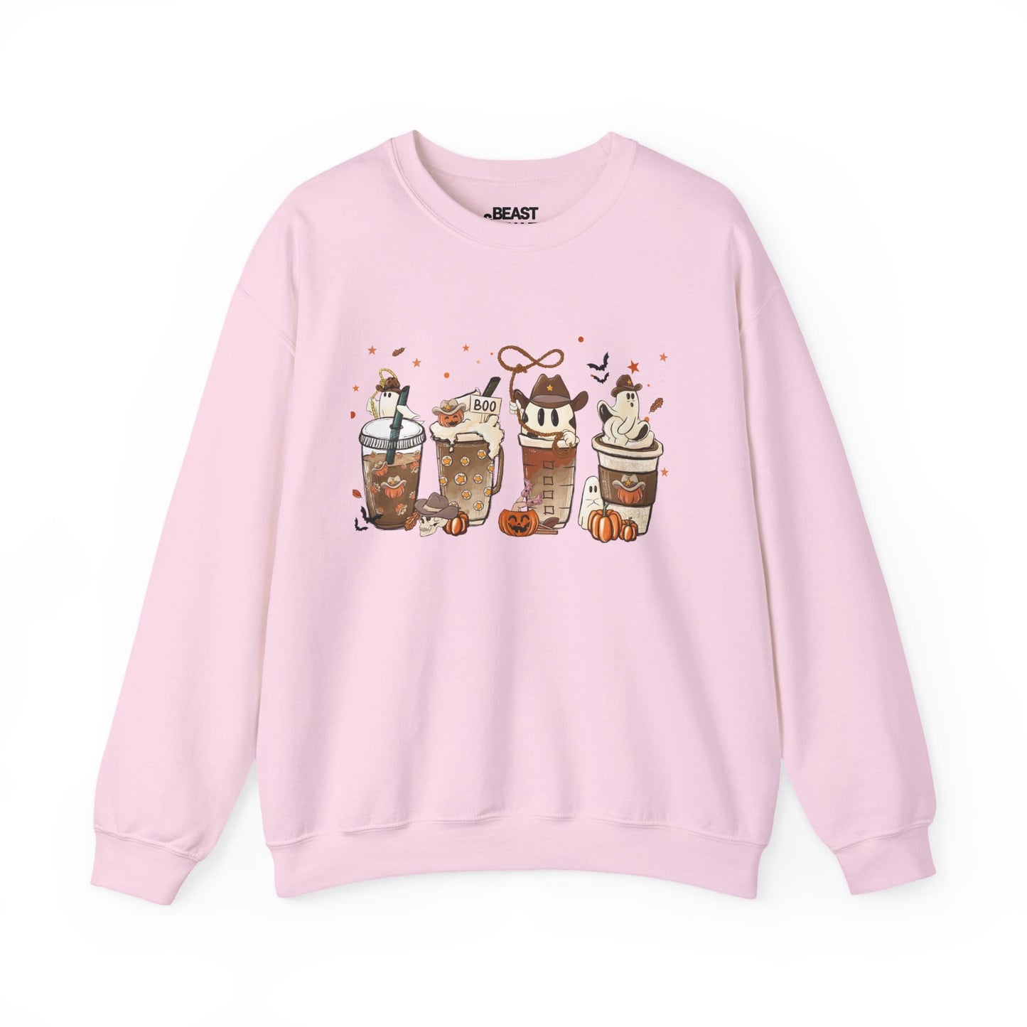 Cute Halloween Coffee Ghost Sweatshirt Light Pink / S gift_idea unique_gift personalised_gift