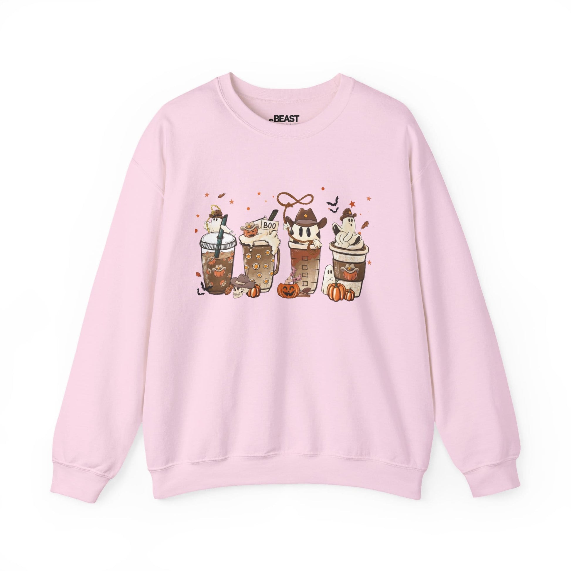 Cute Halloween Coffee Ghost Sweatshirt Light Pink / S gift_idea unique_gift personalised_gift