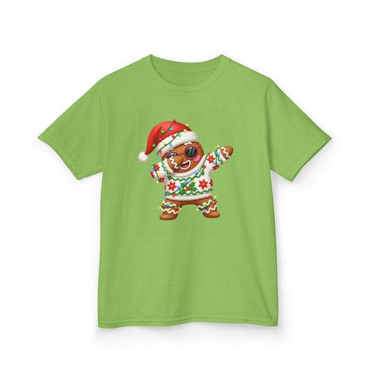 Dabbing Gingerbread Kids Christmas T-Shirt Lime / XS gift_idea unique_gift personalised_gift
