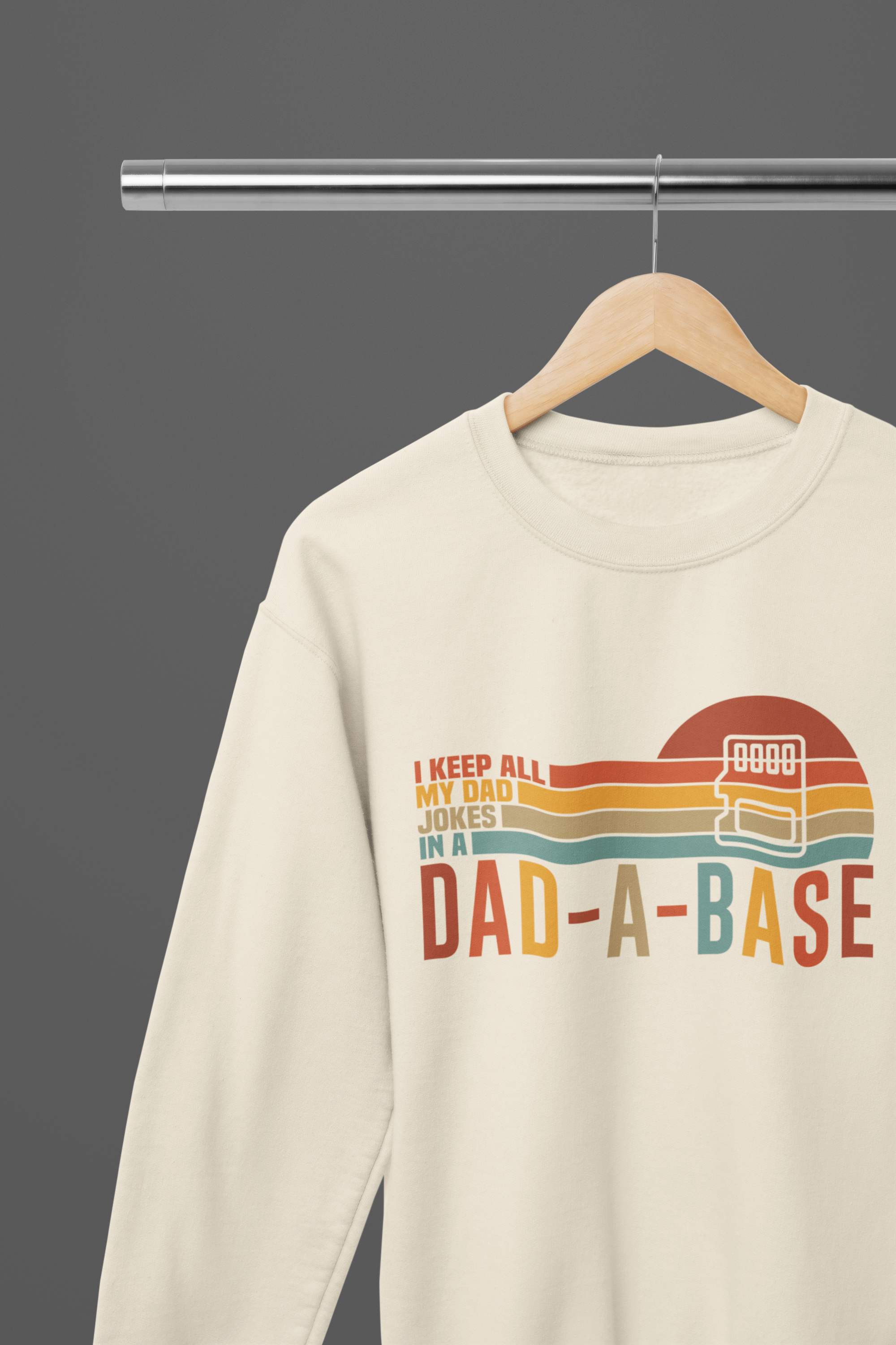 Dad-A-Base T-Shirt / Sweatshirt – Funny Retro Dad Joke Tech Shirt Sweatshirt / Small / Beige gift_idea unique_gift personalised_gift