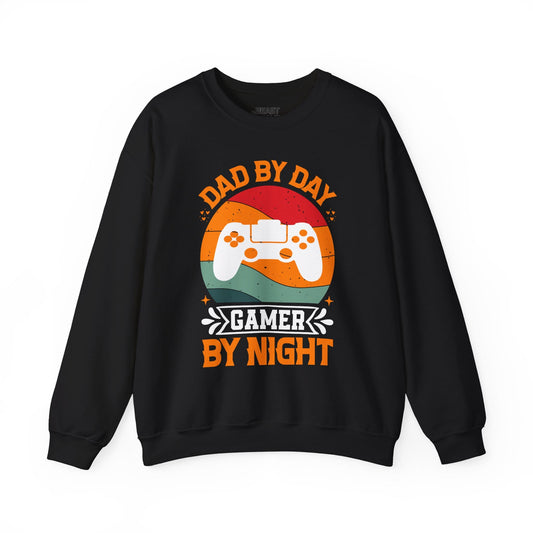 dad by day gamer by night sweatshirt black sweatshirt uk Father's Day gift idea