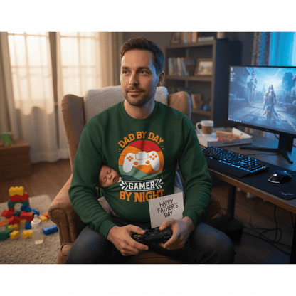 Dad By Day Gamer By Night Sweatshirt gift_idea unique_gift personalised_gift