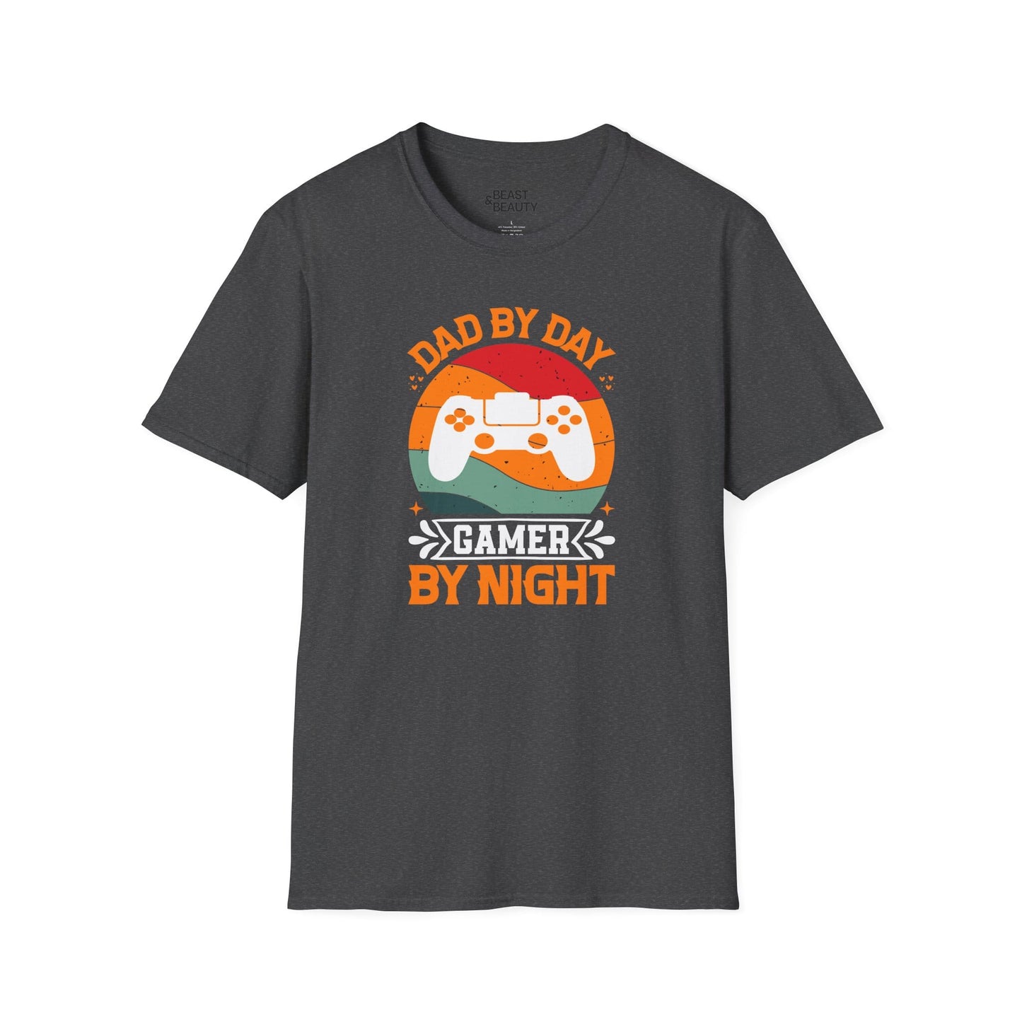 dad by day gamer by night t-shirt dark heather t-shirt uk Father's Day gift idea