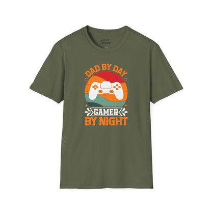 dad by day gamer by night t-shirt military green t-shirt uk Father's Day gift idea