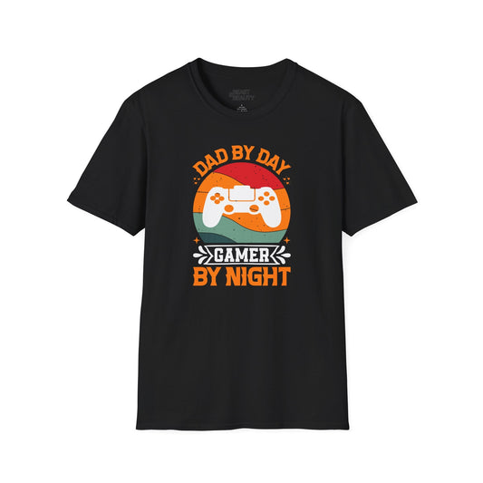 dad by day gamer by night t-shirt black t-shirt uk Father's Day gift idea