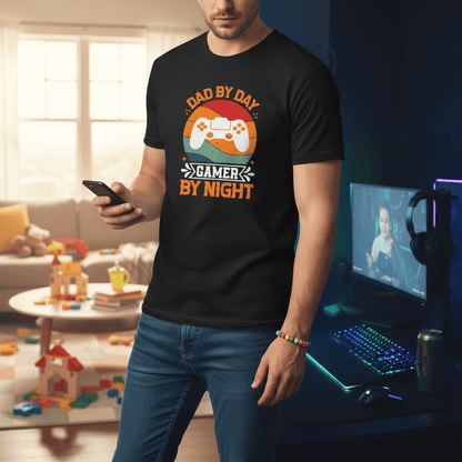 Dad By Day Gamer By Night T-Shirt gift_idea unique_gift personalised_gift
