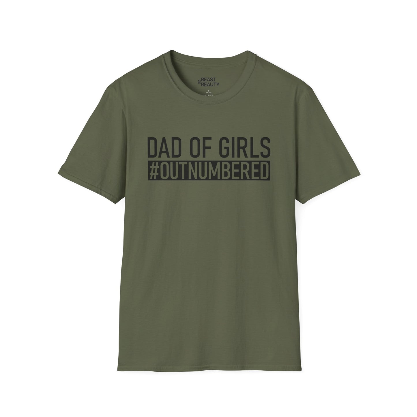 dad of girls outnumbered t-shirt military green t-shirt uk Father's Day gift idea