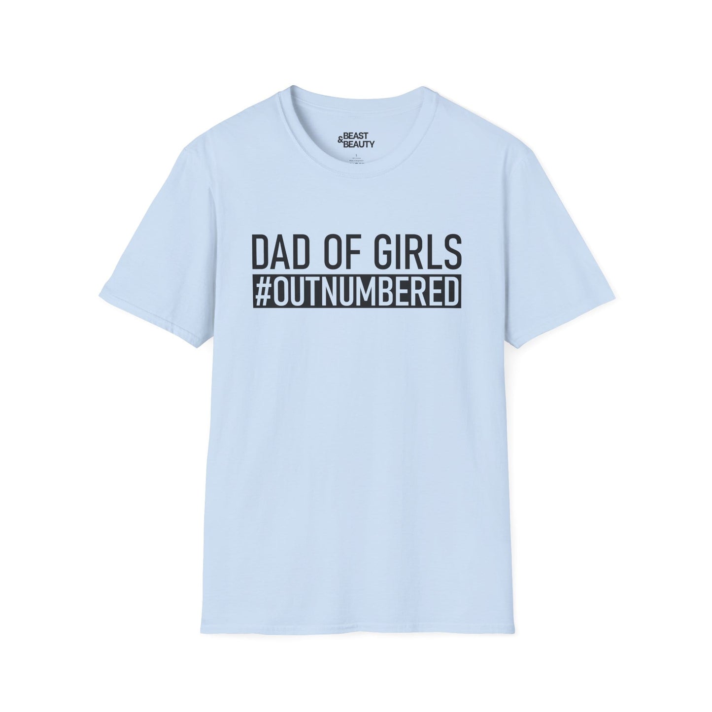 dad of girls outnumbered t-shirt light blue t-shirt uk Father's Day gift idea
