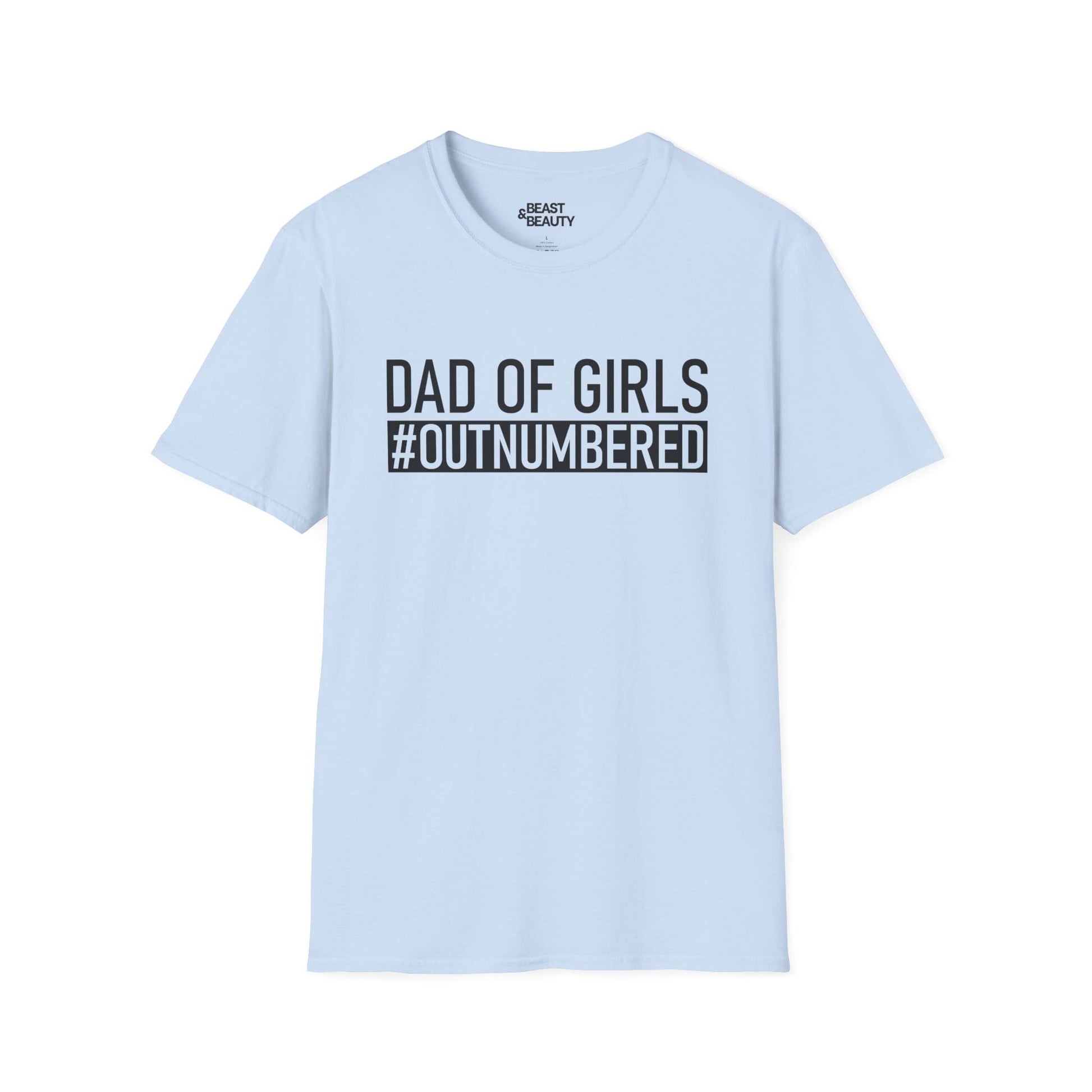 dad of girls outnumbered t-shirt light blue t-shirt uk Father's Day gift idea