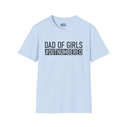 dad of girls outnumbered t-shirt light blue t-shirt uk Father's Day gift idea