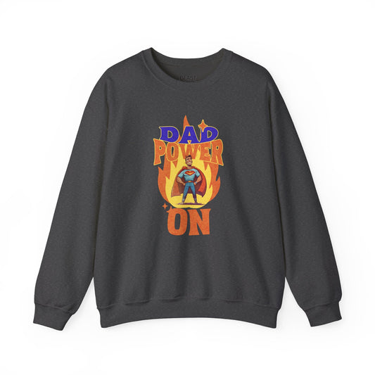 dad power on sweatshirt dark heather sweatshirt uk Father's Day gift idea