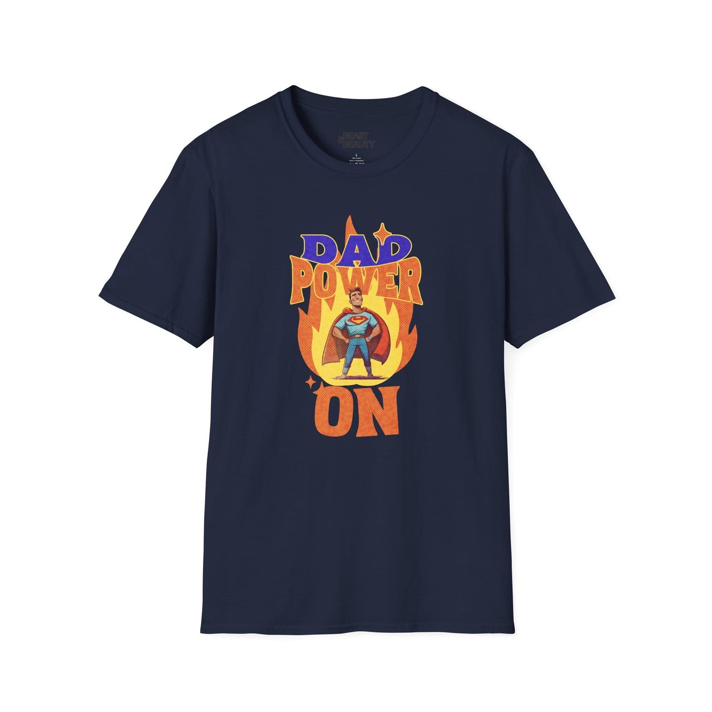dad power on superhero t-shirt for dads navy t-shirt uk Father's Day gift idea