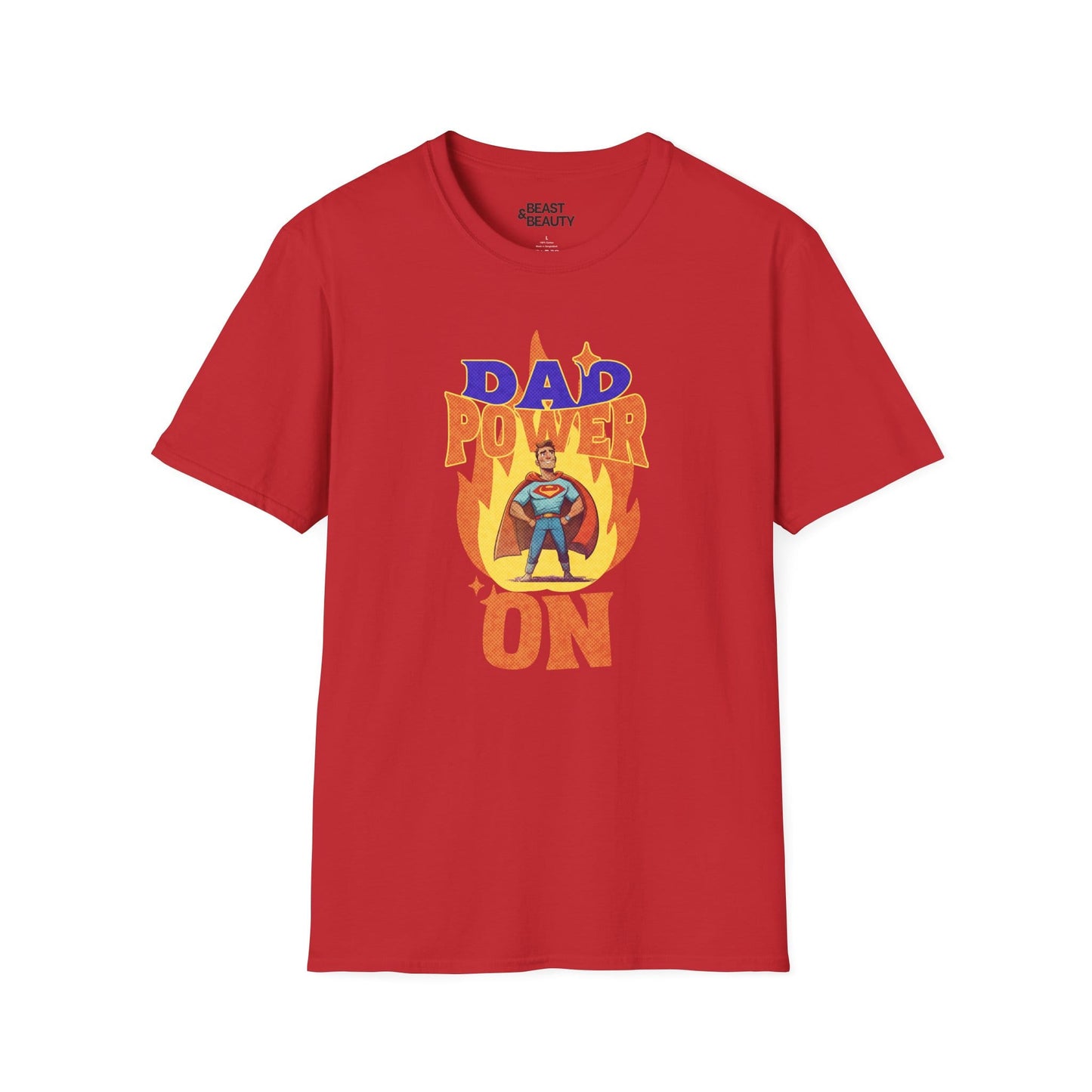 dad power on superhero t-shirt for dads red t-shirt uk Father's Day gift idea