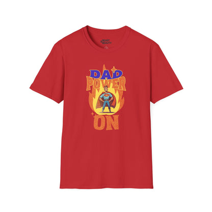 dad power on superhero t-shirt for dads red t-shirt uk Father's Day gift idea